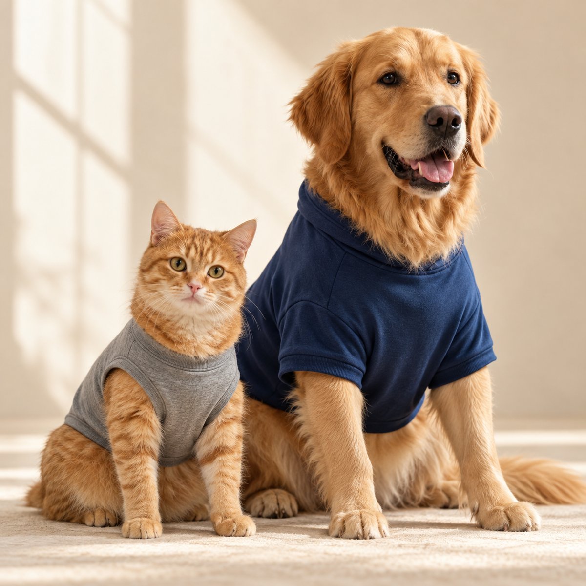 Zafell Petglobal kıyafetlerini tanıtan kedi ve köpek görseli